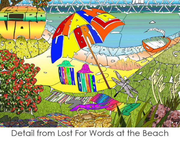 Lost For Words at the Beach - detail